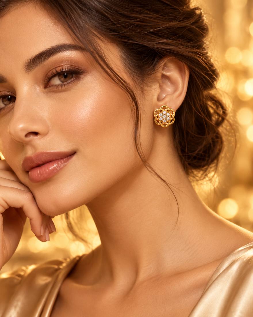 Aurelia Floral Knot Crystal Stud Earrings