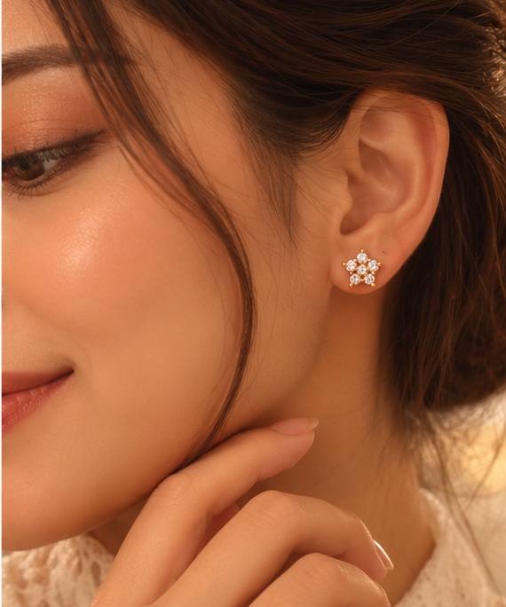 Crystal Star Cluster Gold-Tone Stud Earrings