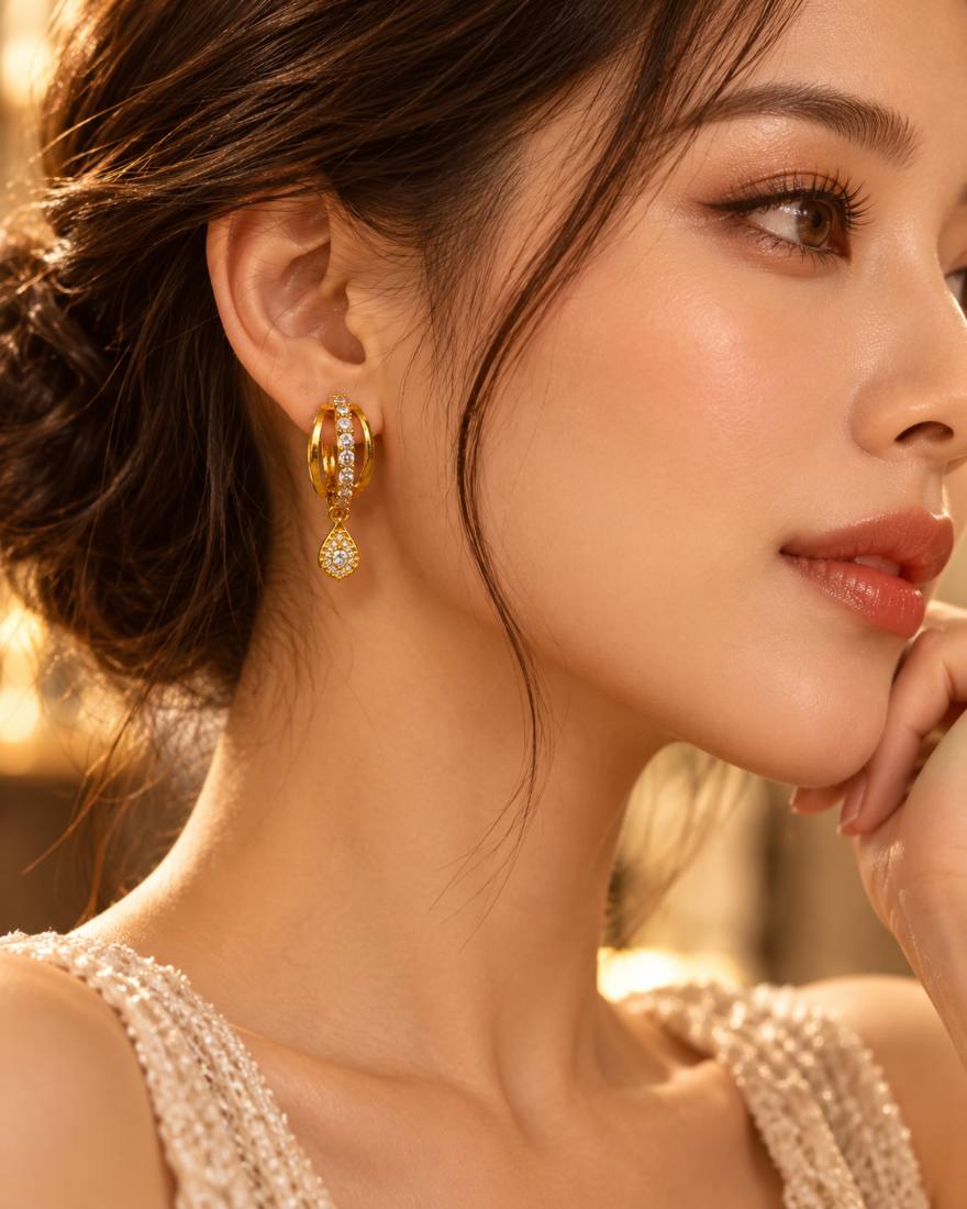 Aurelia Sparkle Gold-Tone Crystal Teardrop Hoop Earrings